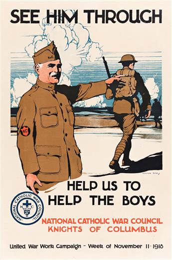 VARIOUS ARTISTS.  [WORLD WAR I.] Group of 14 posters. Sizes vary, each approximately 30x20 inches, 76¼x50¾ cm.
